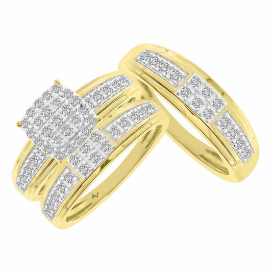 10K Yellow Gold Diamond Trio Set Ring/ Stone: 0.75CT / Size: 7 y 10 / 224391Y