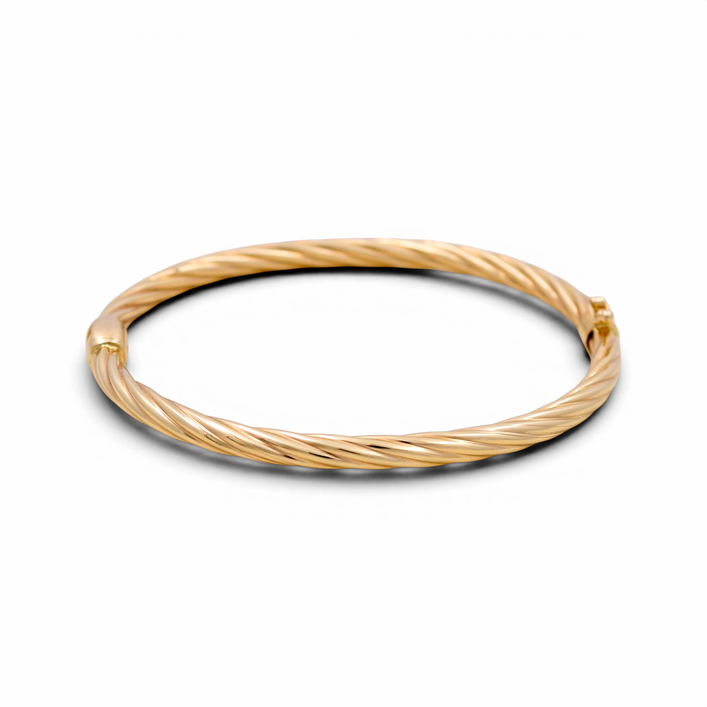 14K Yellow Gold SemiSolid Twist Bangle Bracelet / Weight: 8.8 GR