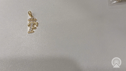 10K Yellow Gold Initial Pendant (F) with Crown and Cz Stone  / Weight: 1.2gr / EEPD0F