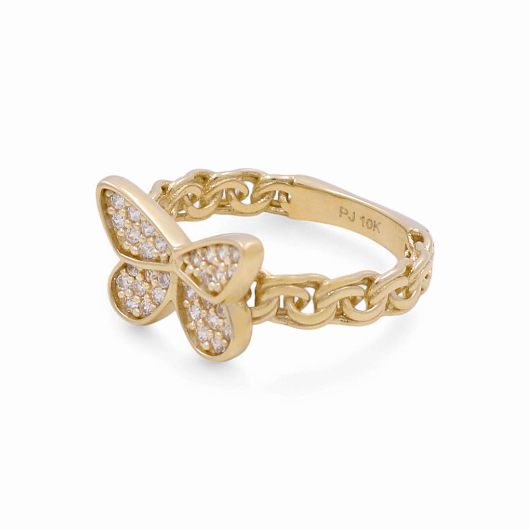 10K Yellow Gold Butterfly Women's Ring with CZ / Size: 7.5 / Weight: 3.4 GR / DPWR0BF