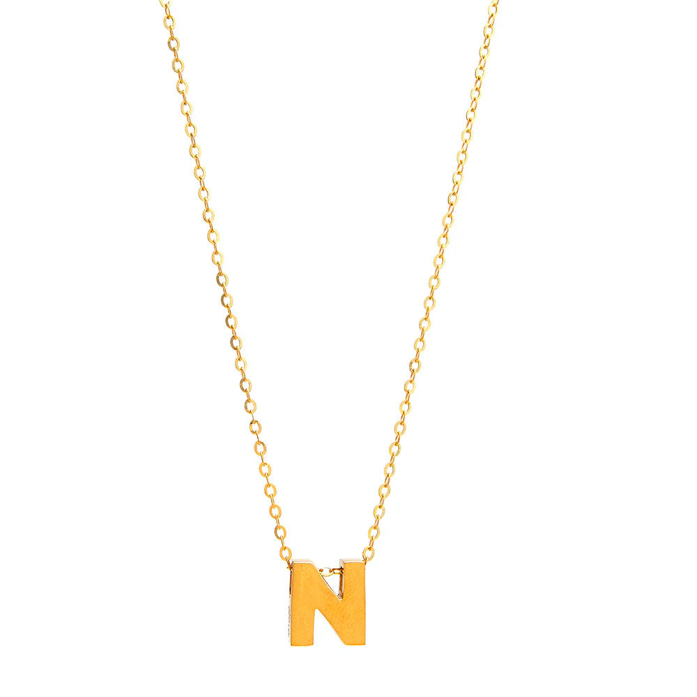 14K Yellow Gold Initial N Necklaces / Size: 18" / INIT.N-88C