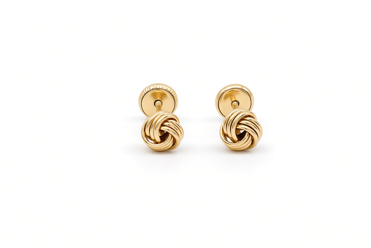 14K Yellow Gold Small Knot Stud Earrings / 6-893601P
