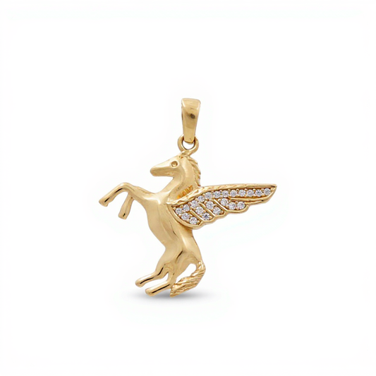 10K Yellow Gold Pegasus Pendant with Cz / Weight: 1.3 GR / CQPD0FS-3