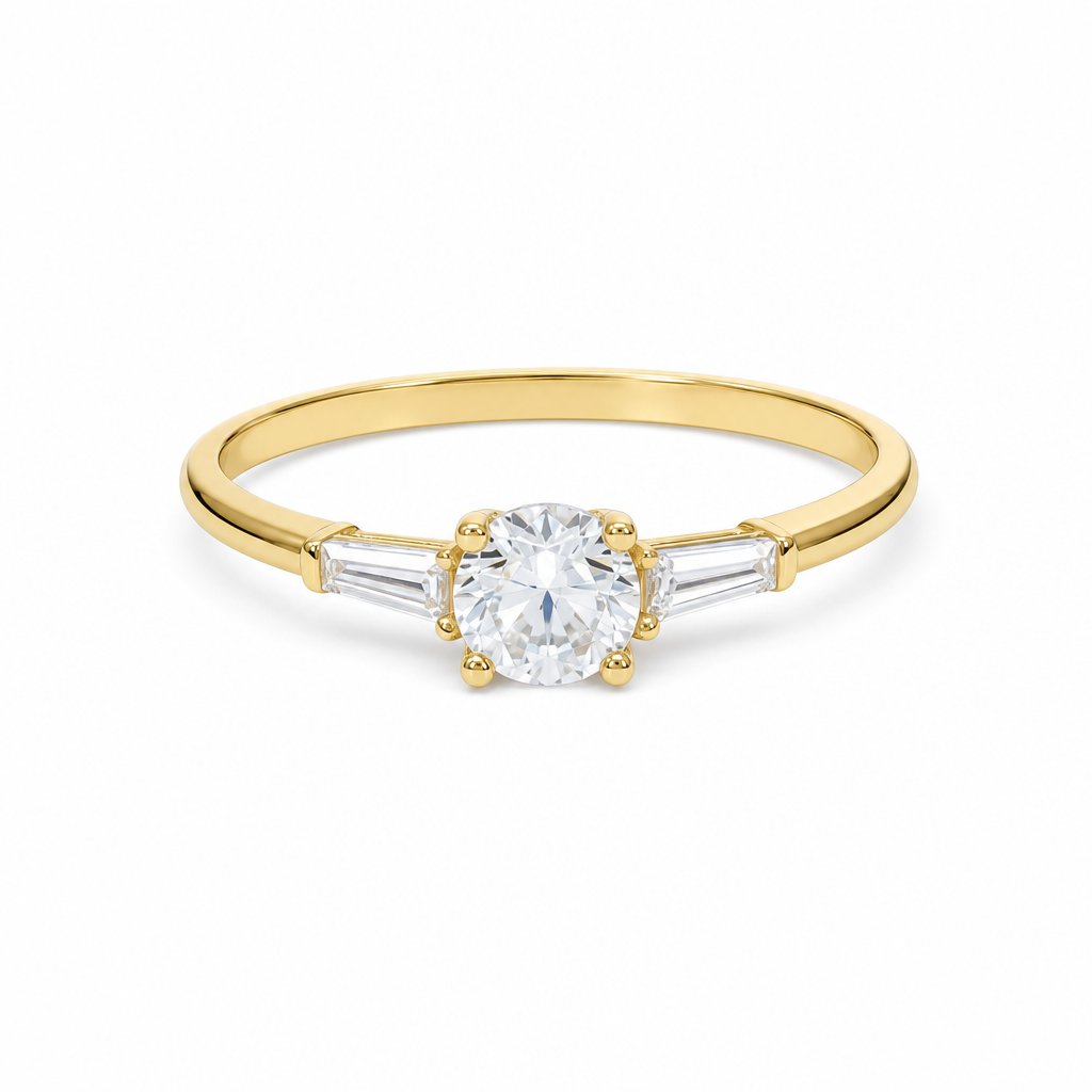 14K Yellow Gold Women's Engagement Ring / Stone: Cz / Size: 8 / Weight: 1.6 GR / DQWR4ER-3