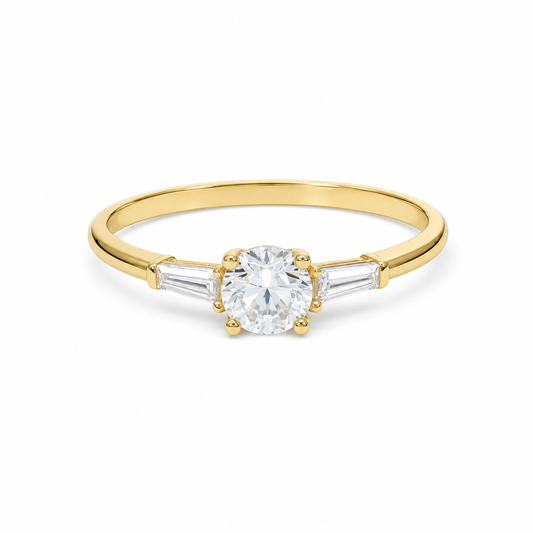 14K Yellow Gold Women's Engagement Ring / Stone: Cz / Size: 8 / Weight: 1.6 GR / DQWR4ER-3