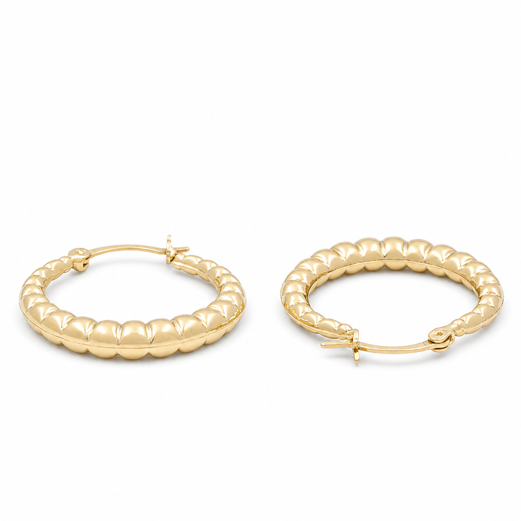 10K Yellow Gold Fashion Earring Hoops / Size: 2.5mm-16mm / Weight: 1.1 GR / DQEH0FS2.5X16
