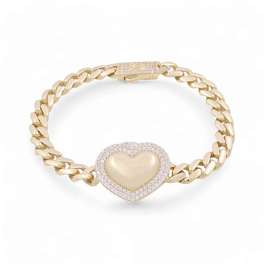 10K Yellow Gold Monaco with Fashion Heart Bracelet / CZ / Size: 7.5" / Weight: 11.8 GR / COWB0MONHR-1