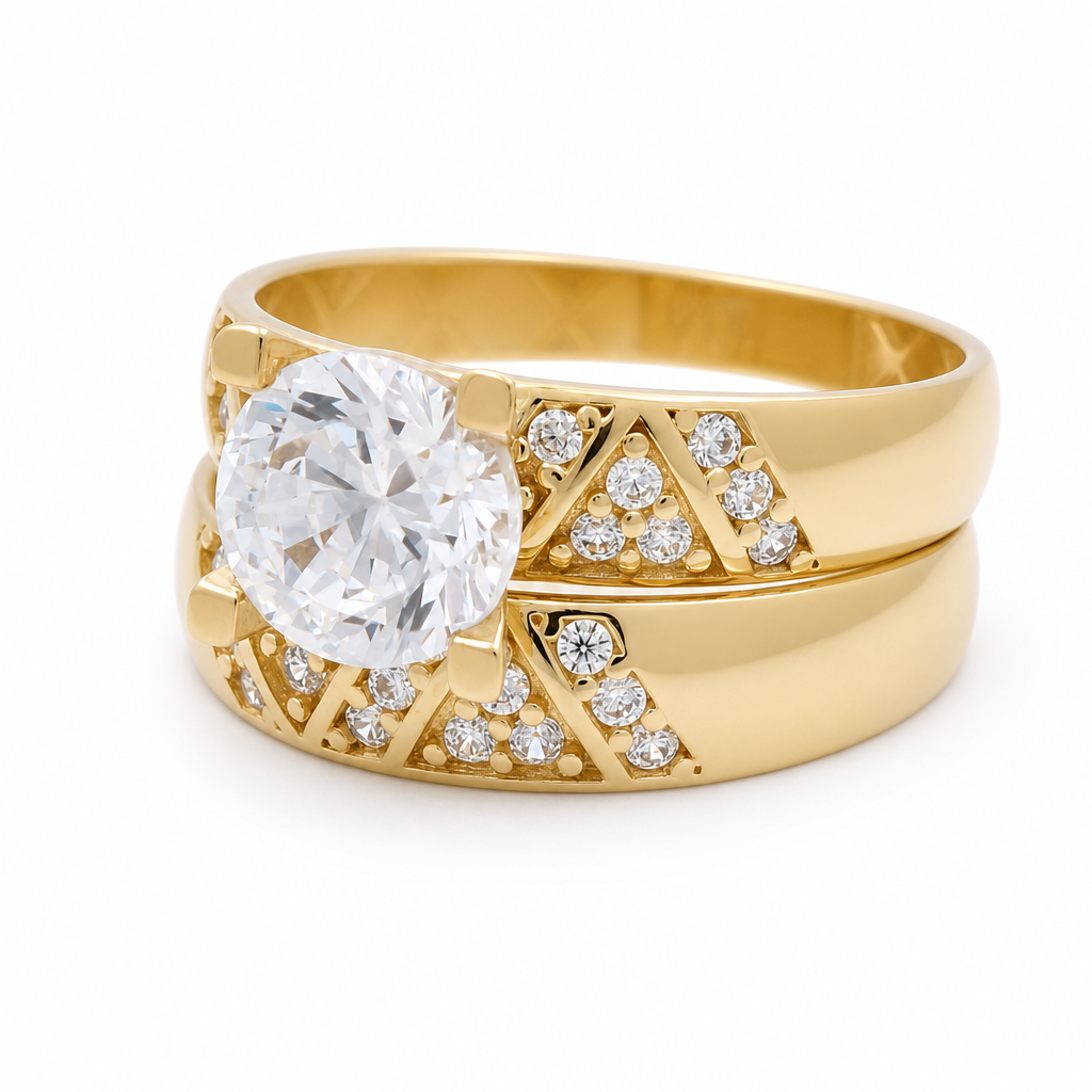10K Yellow Gold Women’s Bridal Set / Stone: Cz / Size: 7.5 / Weight: 3.9 GR