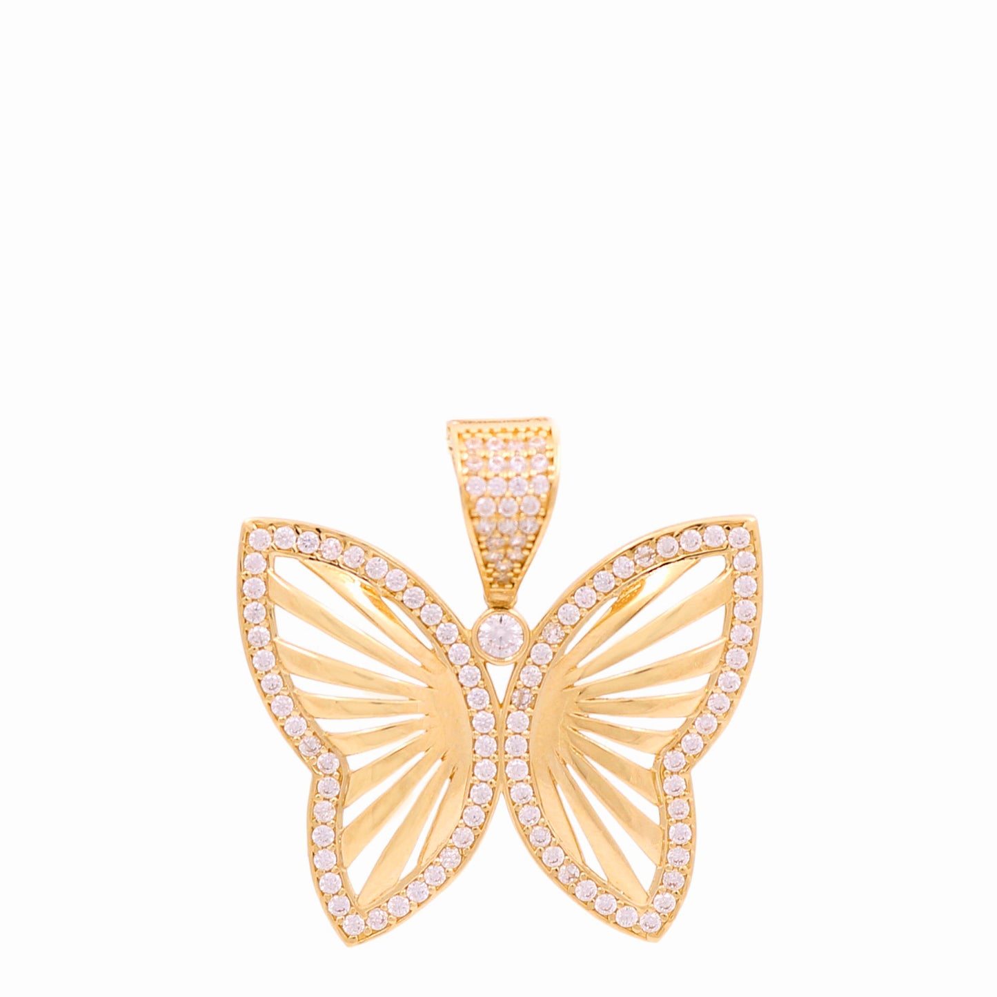 14K Yellow Gold Fashion Butterfly Pendant with Cz / Weight: 8 GR