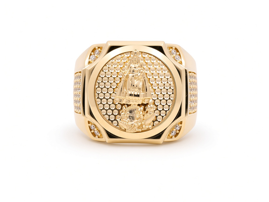 14K Yellow Gold Men's Ring with Virgen de la Caridad / Size: 11 / Weight: 10.3 GR / 711-99999