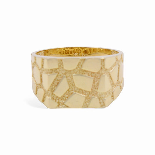 14K Yellow Gold SQ Nugget Men's Ring / Size: 11.5 / Weight: 6.5 GR / DQMR4FS-3