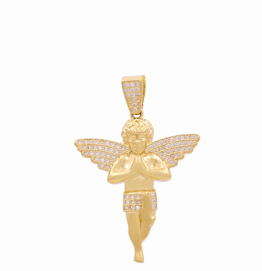 14K Yellow Gold Angel Pendant with Cz / Weight: 5.8 GR / DAPD4AG