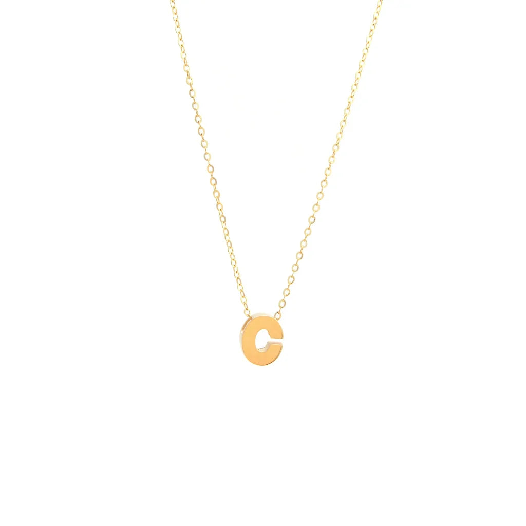 14K Yellow Gold Women's Necklace with Initial C / Size: 18' / INIT.C
