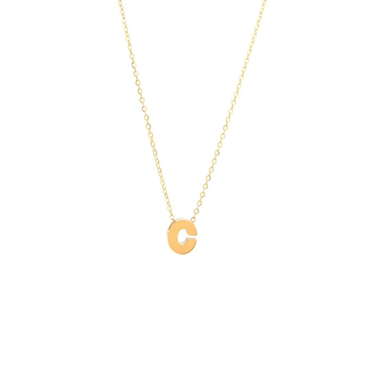 14K Yellow Gold Women's Necklace with Initial C / Size: 18' / INIT.C