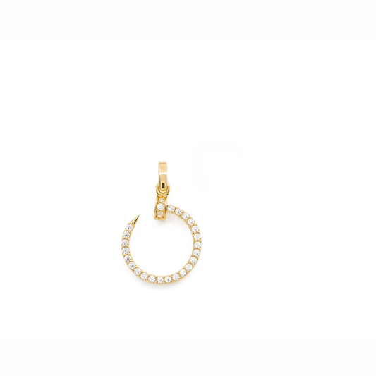 14K Yellow Gold Fashion Nail Pendant with Cz / Weight: 1.1 GR / P53P-2616