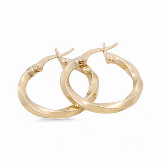 10K Yellow Gold Twist Hoops Earrings / Size: 2.5mm X 15.5mm / Weight: 1.3 GR / KOEH0TR2.5x15.5