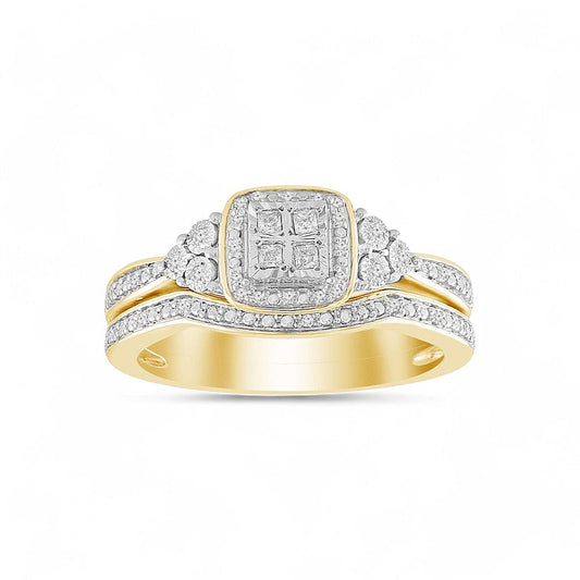 14K Yellow Gold Women's Diamond Bridal Set / Stone: 0.15CT / Size: 6.5 / 340056Y