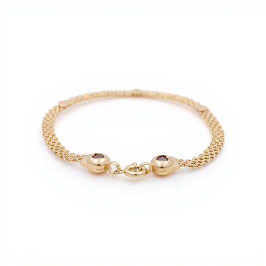 14K Yellow Gold Bismark Women's Bracelet with Hearts / Size: 7.5" / Weight: 5.5 GR / COWB4BKHR