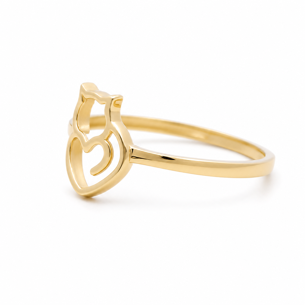 10K Yellow Gold Cat Women's Ring  / Size: 7.25 / Weight: 1 GR / DQWR0CAT