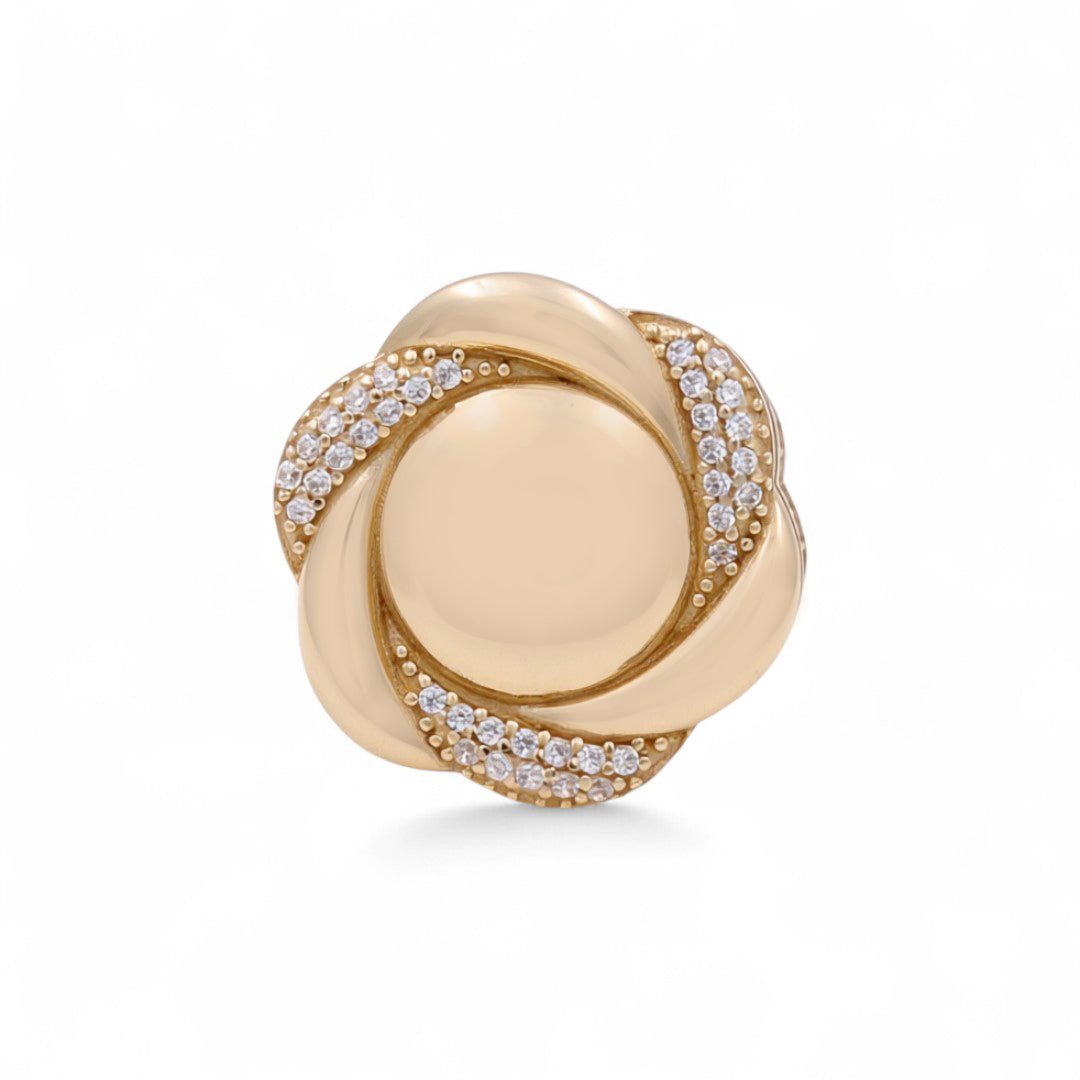 14K Yellow Gold Women’s Flower Ring / CZ / Size: 7 / Weight: 5.2 GR / COWR4FL-15