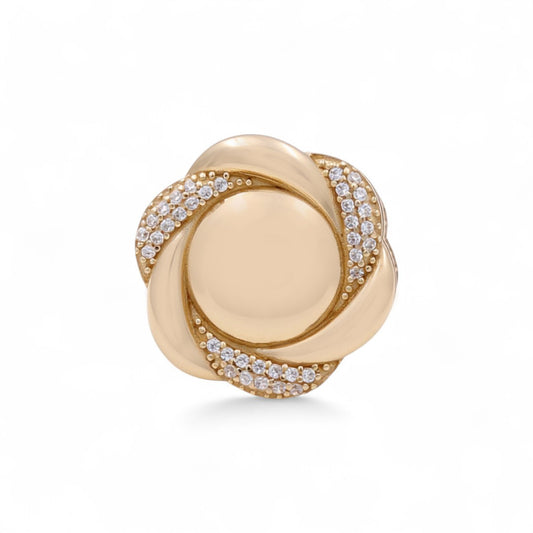 14K Yellow Gold Women’s Flower Ring / CZ / Size: 7 / Weight: 5.2 GR / COWR4FL-15