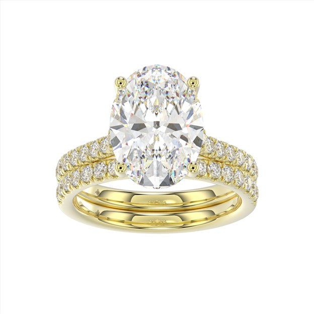 14K Yellow Gold Lab Diamond Bridal Set Ring / Size: 7 / Stone: 4.55 Ct / 111361Y