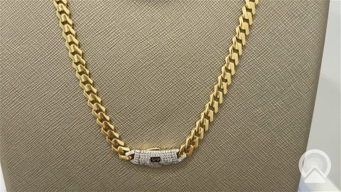 14K Yellow Gold Monaco Edge Chain / Stone: Cz / Size: 6mm 18" / Weight: 16.3gr / 301-61065-6mm.18"