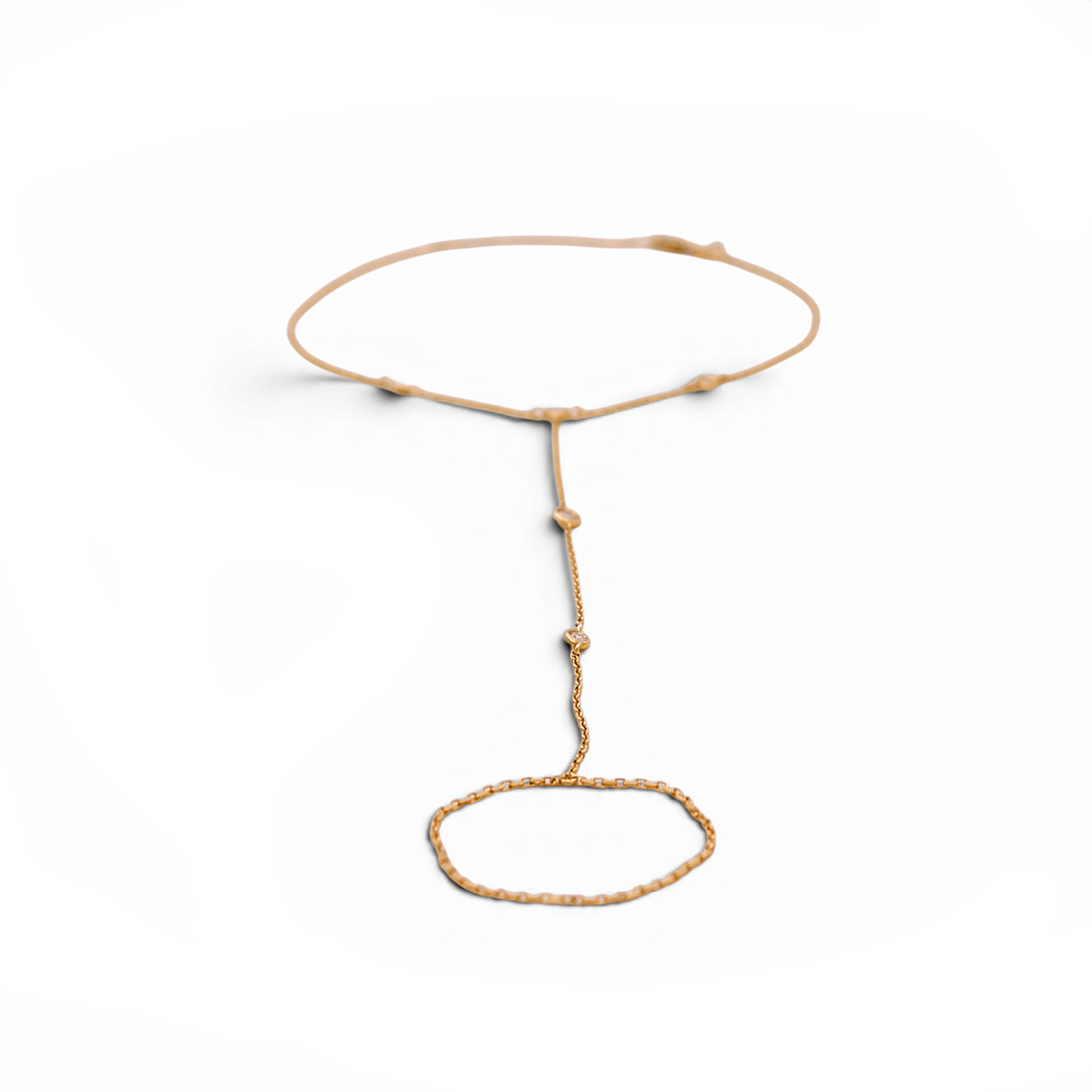 Pulsera de trébol para mujer de oro amarillo 14K con diamante / Medida: 8" / DIAB196-5-YG