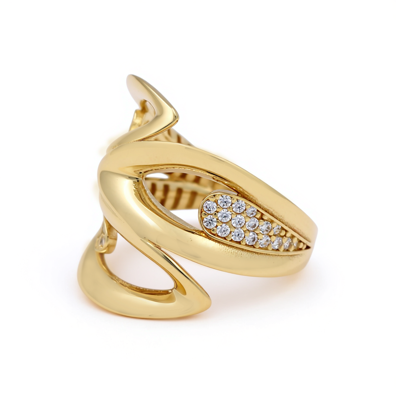 14K Yellow Gold Fashion Women's Ring with Cz / Size: 8 / Weight: 4.4 GR / Y25-292