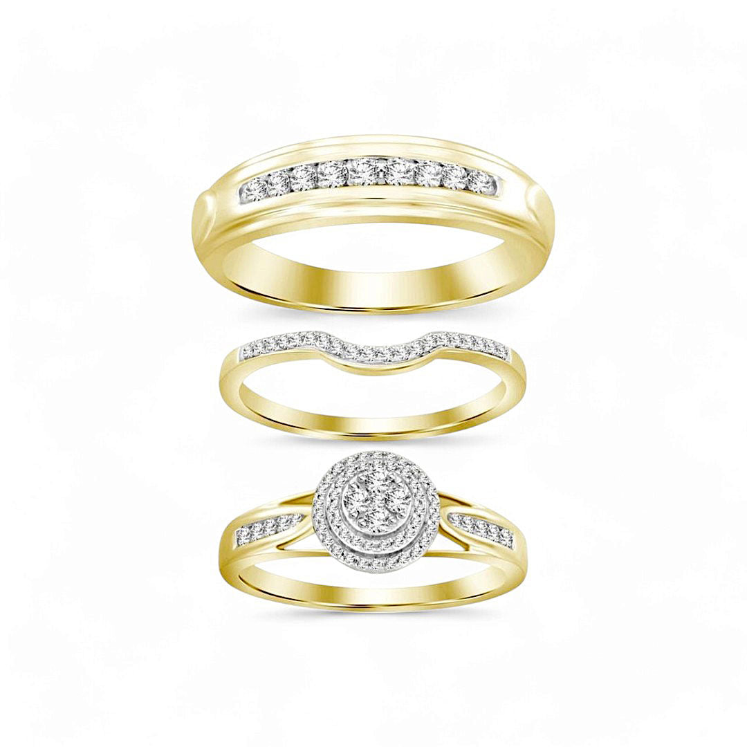 10K Yellow Gold Trio Diamond Set / Stone: 0.50CT / Size: 6.5 and 9.5 / 218160Y