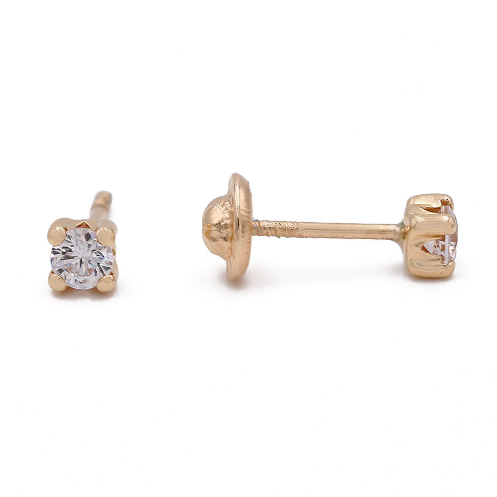 14k Yellow Gold Stud Earrings With Cz / 6-653401PS