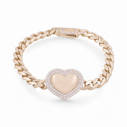 14K Yellow Gold Monaco with Fashion Heart Bracelet / CZ / Size: 7.5" / Weight: 14.1GR / DOWB4MONHR-1