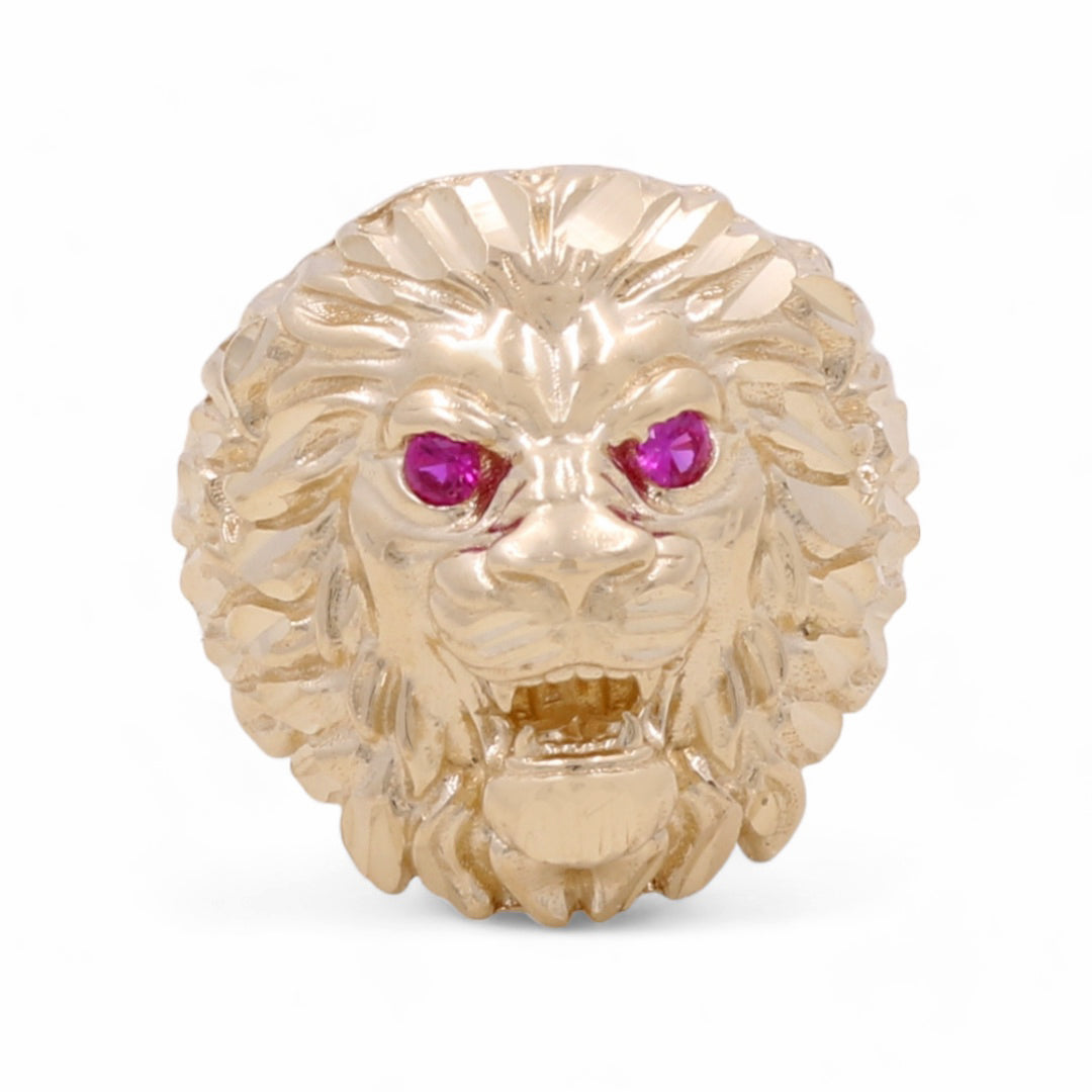 14K Yellow Gold Men’s Lion Head Ring / Color Stone / Size 10.5 / Weight: 15.3 GR / CCMR4LN-1