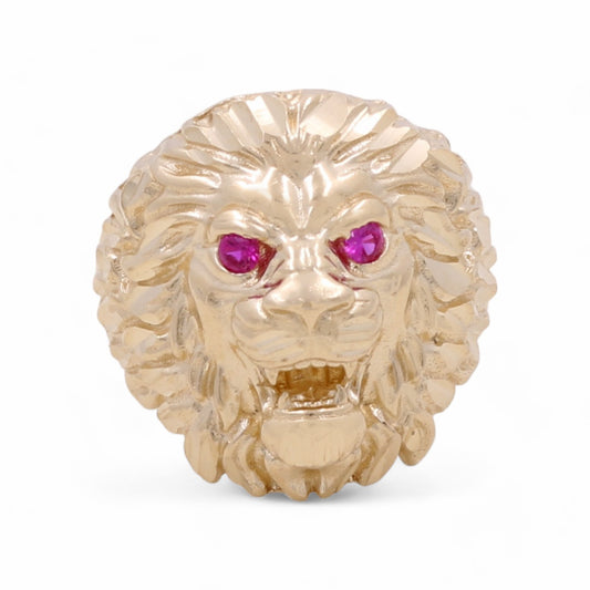 Anillo de oro amarillo de 14 quilates con cabeza de león para hombre / Piedra de color / Tamaño 10,5 / Peso: 15,3 GR / CCMR4LN-1