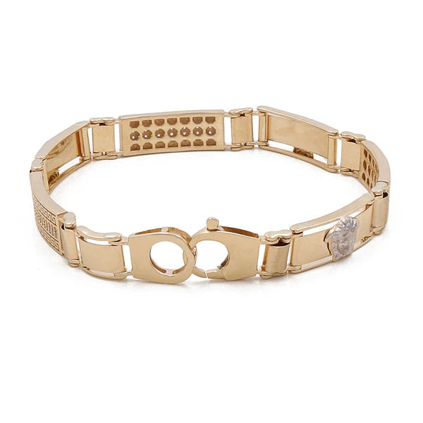 14K Yellow and White Gold Medusa Fashion Men's Bracelet / Stone: Cz/ Size: 8mm 8" / Weight: 16.8 GR / CSMB4VS-2