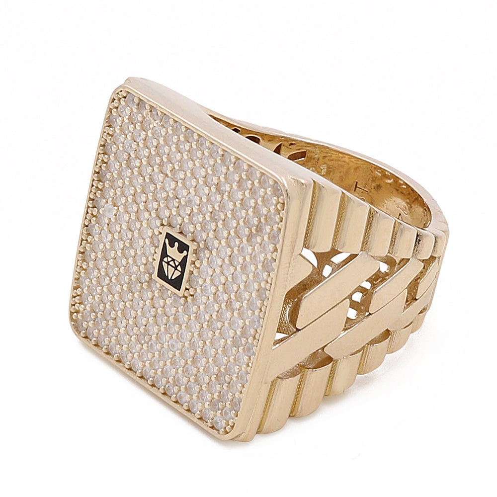 Anillo Mónaco para hombre en oro amarillo de 14 quilates / CZ / Talla 9 / Peso: 10,3 GR / COMR4MON-3