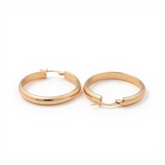 10K  Yellow Gold Women's Plain Hoops Earring / Size: 2.9mm-16.7mm / Weight: 2.2gr / DQEH0PL2.9X16.7