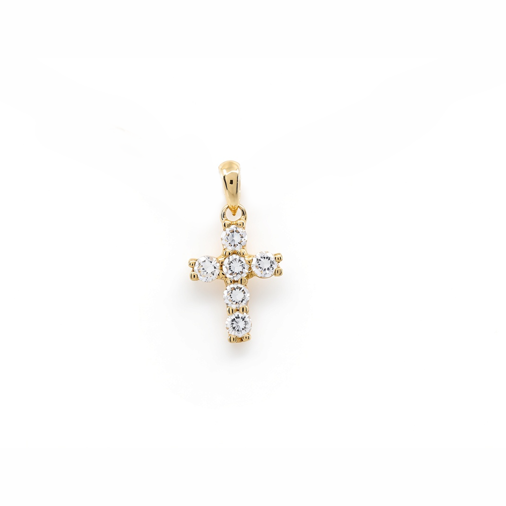 14K Yellow Gold Cross Pendant with Cz Stone / 6-A96001XS