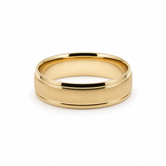14K Yellow Gold Men's Wedding Band With Design / Size: 10 / Weight: 5.2 GR / WBEEMWB4DS-15