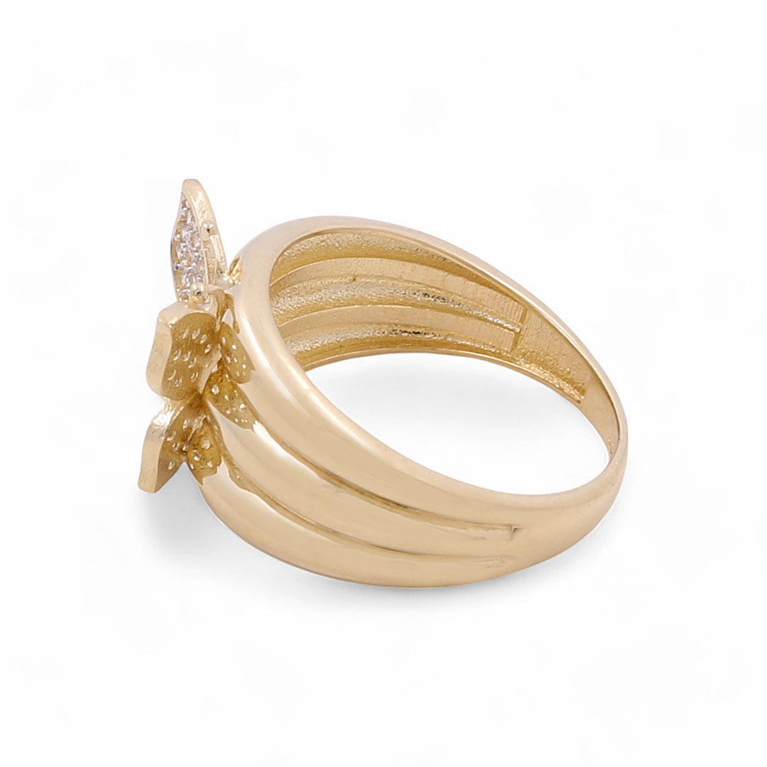 14K Yellow Gold Woman's Butterfly Ring / CZ / Size: 6.5 / COWR4BT-9