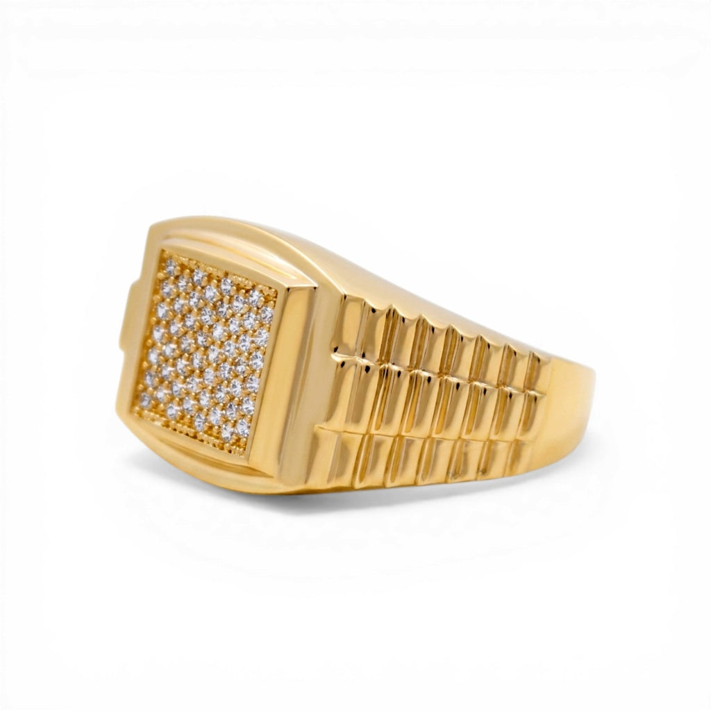10K Yellow Gold Fashion Men's Ring with CZ/ Size :11 / Weight: 7.2GR
