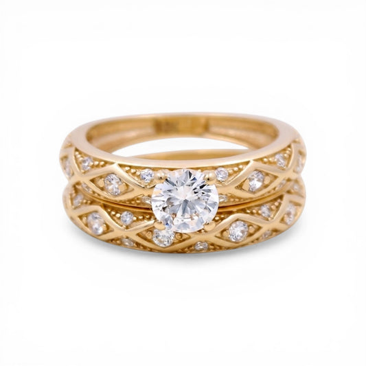 10K Yellow Gold Women’s Bridal Set / Stone: Cz / Size: 8 / Weight: 6.0 GR