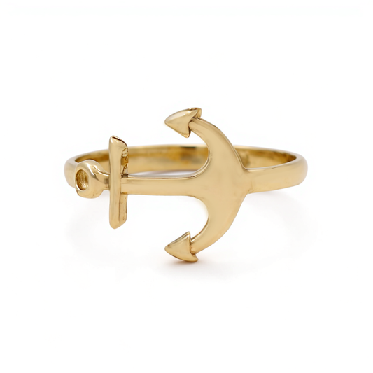 14K Yellow Gold Anchor Women's Ring / Size: 7.5 / Weight: 1.6 GR / CEEWR4AN