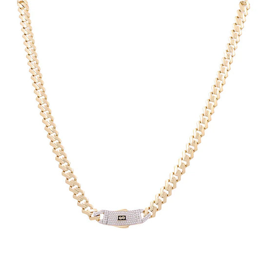 14K Yellow Gold Monaco Edge Chain / Stone: Cz / Size: 7mm 22" / Weight: 24.7gr / 301-61080-8.0mm.22"