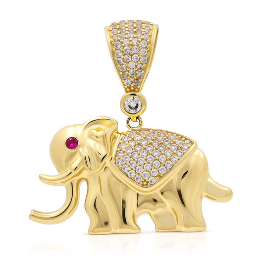 14K Yellow Gold Elephant Pendant with Cz / Weight: 4.4 GR / COPD4EP-4