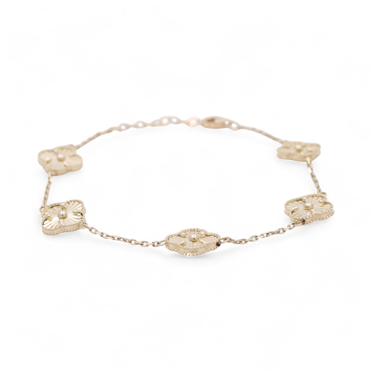 10K Yellow Gold Five Clover Women's Bracelet / Size: 7” / Weight: 4.3 GR / CQWB0CLV-1
