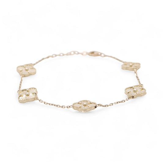 10K Yellow Gold Five Clover Women's Bracelet / Size: 7” / Weight: 4.3 GR / CQWB0CLV-1