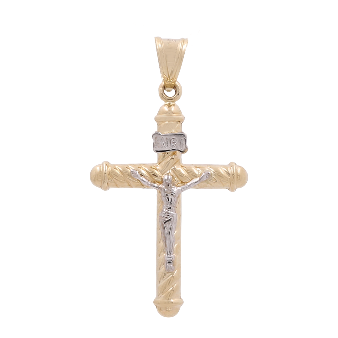14K Two Tone Gold Cross Pendant / Weight: 2.2 GR / COPD4CRS-27
