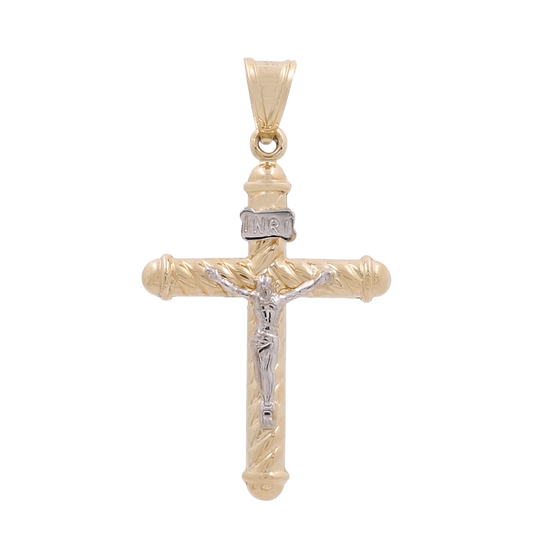 14K Two Tone Gold Cross Pendant / Weight: 2.2 GR / COPD4CRS-27