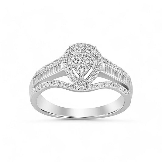 10K White Gold Women's Diamond Ring / Stone: 0.50CT / Size 7 / 251124W